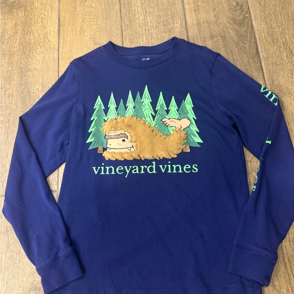 Vineyard Vines Kids Navy Blue Long Sleeve Big Foot Shirt (Size Small 8-10)